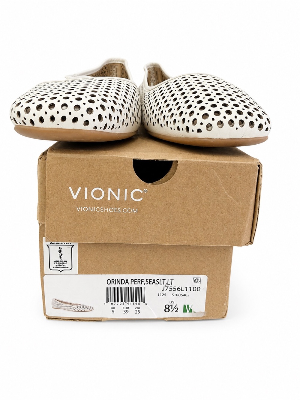 Vionic Orinda Perforated Sea Salt Leather Size 8.5 - Picture 6 of 8